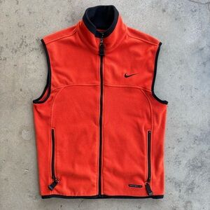 Vintage Nike ACG Fleece Vest Men's Medium Full Zip Orange 90s